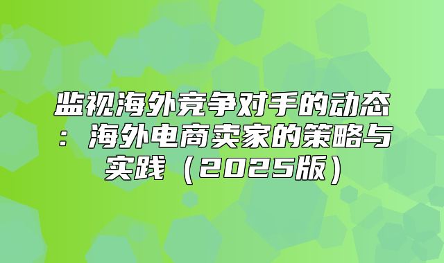 监视海外竞争对手的动态：海外电商卖家的策略与实践2025版