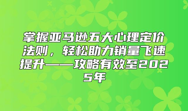掌握亚马逊五大心理定价法则，轻松助力销量飞速提升——攻略有效至2025年