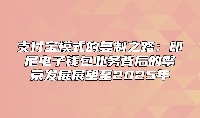 支付宝模式的复制之路：印尼电子钱包业务背后的繁荣发展展望至2025年