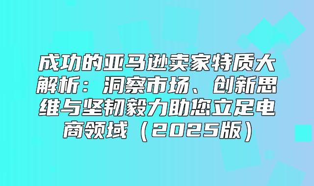 成功的亚马逊卖家特质大解析：洞察市场、创新思维与坚韧毅力助您立足电商领域2025版