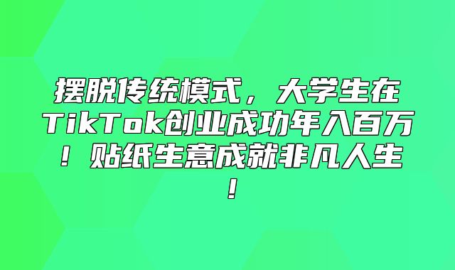 摆脱传统模式，大学生在TikTok创业成功年入百万！贴纸生意成就非凡人生！