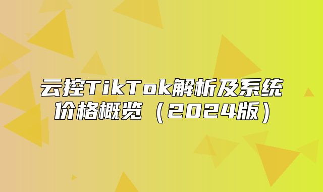 云控TikTok解析及系统价格概览2025版