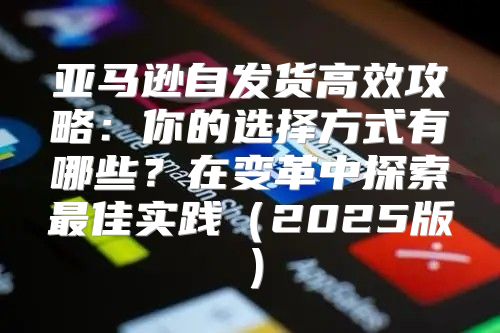 亚马逊自发货高效攻略：你的选择方式有哪些？在变革中探索最佳实践2025版