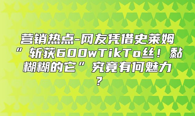 营销热点-网友凭借史莱姆”斩获600wTikTo丝！黏糊糊的它”究竟有何魅力？