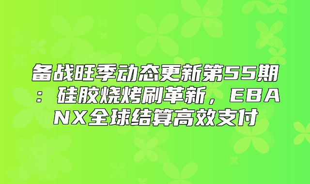 备战旺季动态更新第55期：硅胶烧烤刷革新，EBANX全球结算高效支付