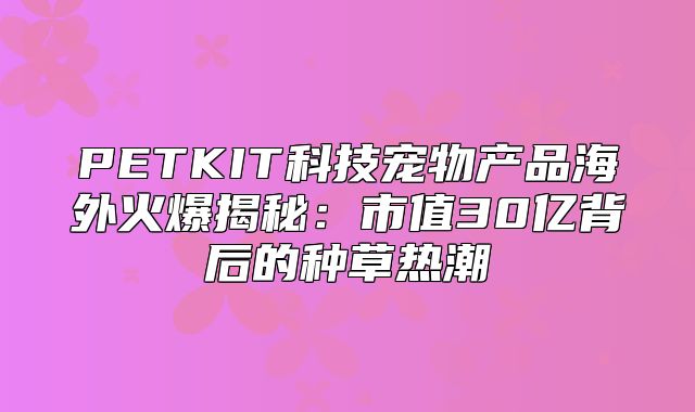 PETKIT科技宠物产品海外火爆揭秘：市值30亿背后的种草热潮