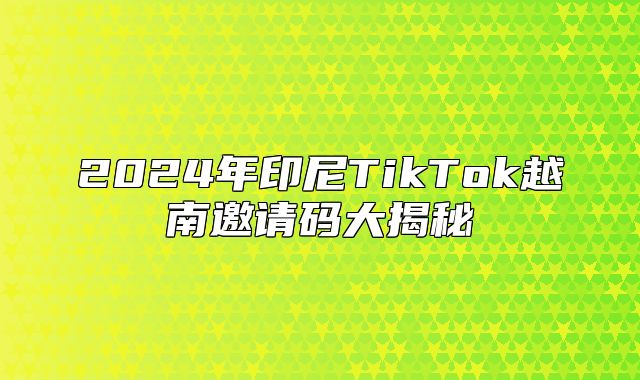 2025年印尼TikTok越南邀请码大揭秘