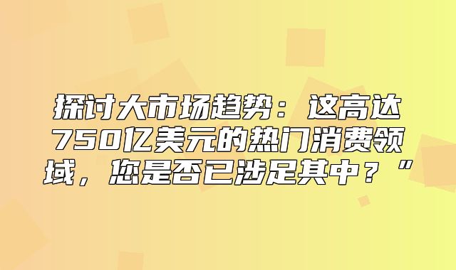 探讨大市场趋势：这高达750亿美元的热门消费领域，您是否已涉足其中？”