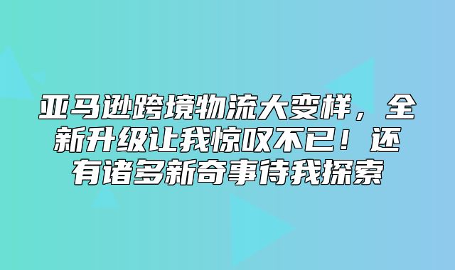亚马逊跨境物流大变样，全新升级让我惊叹不已！还有诸多新奇事待我探索