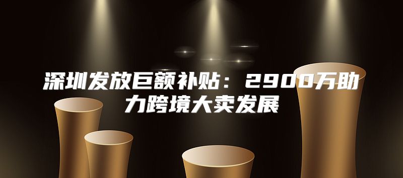 深圳发放巨额补贴：2900万助力跨境大卖发展