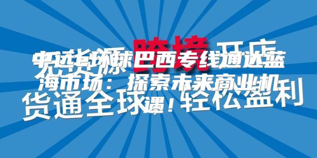 中远e环球巴西专线通达蓝海市场：探索未来商业机遇！