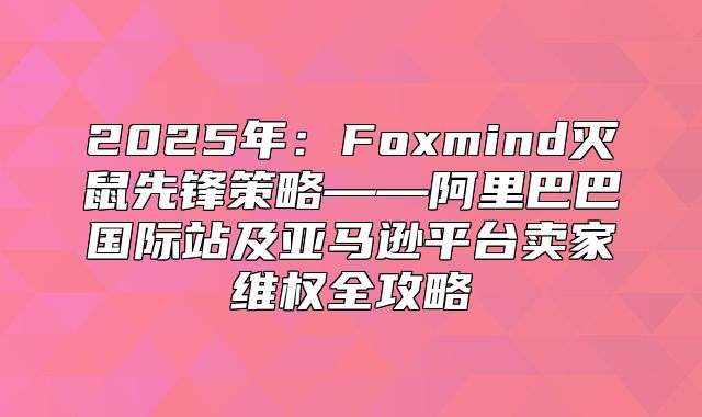 2025年：Foxmind灭鼠先锋策略——阿里巴巴国际站及亚马逊平台卖家维权全攻略