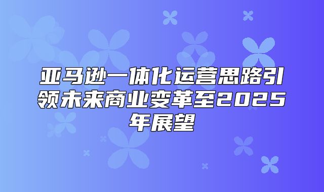 亚马逊一体化运营思路引领未来商业变革至2025年展望