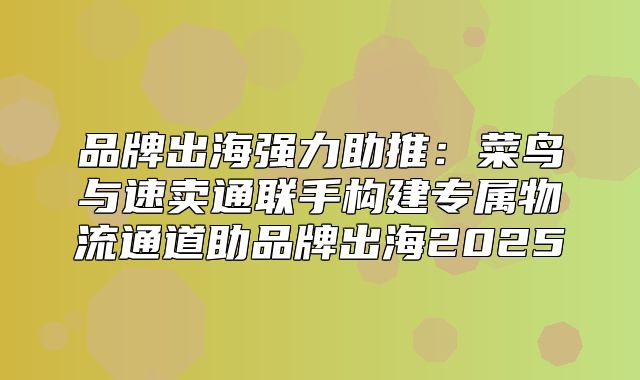 品牌出海强力助推：菜鸟与速卖通联手构建专属物流通道助品牌出海2025