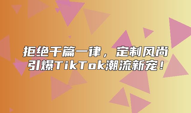 拒绝千篇一律，定制风尚引爆TikTok潮流新宠！