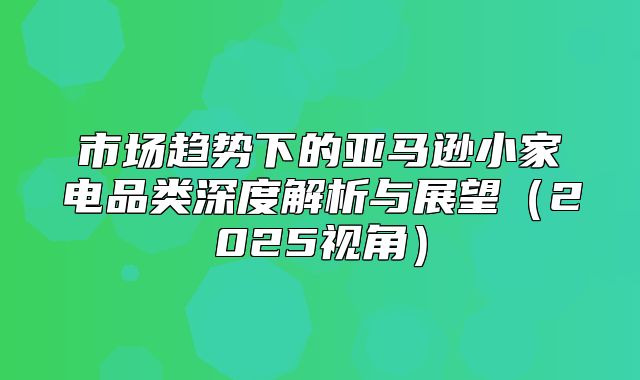 市场趋势下的亚马逊小家电品类深度解析与展望2025视角