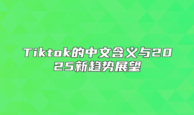 Tiktok的中文含义与2025新趋势展望