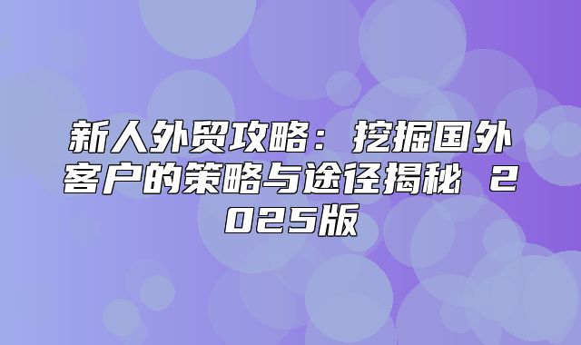 新人外贸攻略：挖掘国外客户的策略与途径揭秘 2025版