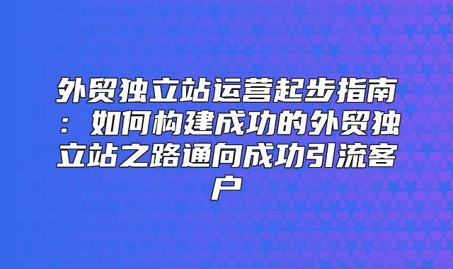 外贸独立站运营起步指南：如何构建成功的外贸独立站之路通向成功引流客户