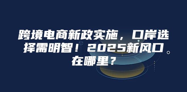 跨境电商新政实施，口岸选择需明智！2025新风口在哪里？
