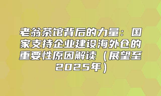 老翁茶馆背后的力量：国家支持企业建设海外仓的重要性原因解读展望至2025年
