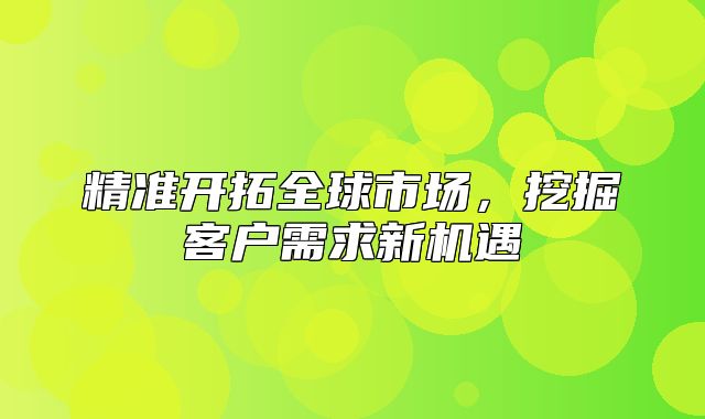 精准开拓全球市场，挖掘客户需求新机遇