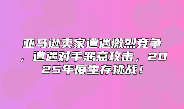 亚马逊卖家遭遇激烈竞争，遭遇对手恶意攻击，2025年度生存挑战！