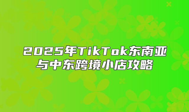 2025年TikTok东南亚与中东跨境小店攻略