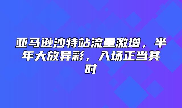 亚马逊沙特站流量激增，半年大放异彩，入场正当其时