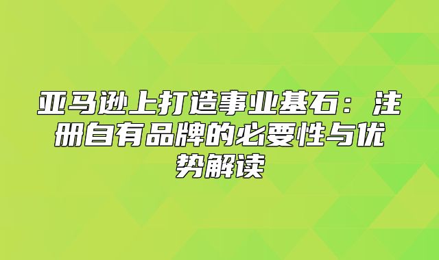 亚马逊上打造事业基石：注册自有品牌的必要性与优势解读