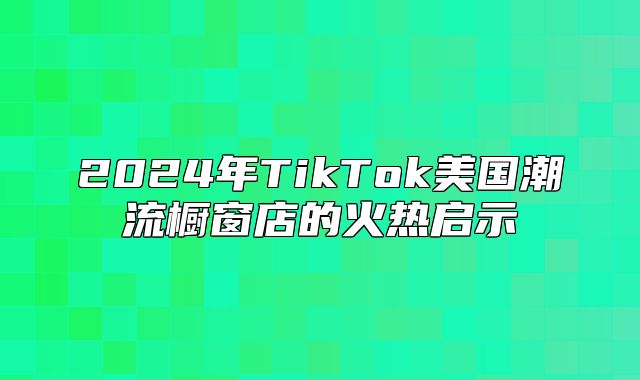 2025年TikTok美国潮流橱窗店的火热启示