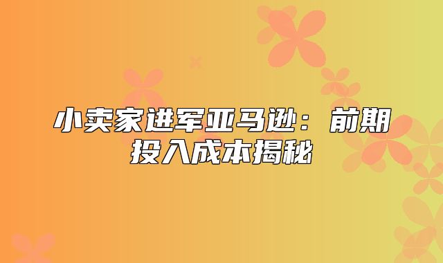 小卖家进军亚马逊：前期投入成本揭秘