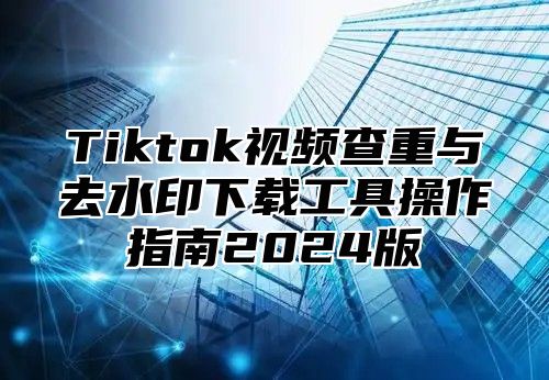 Tiktok视频查重与去水印下载工具操作指南2025版
