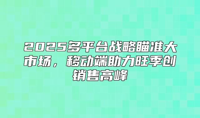2025多平台战略瞄准大市场，移动端助力旺季创销售高峰