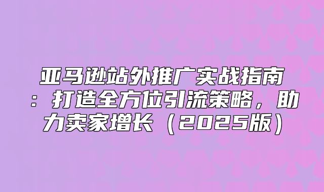 亚马逊站外推广实战指南：打造全方位引流策略，助力卖家增长2025版