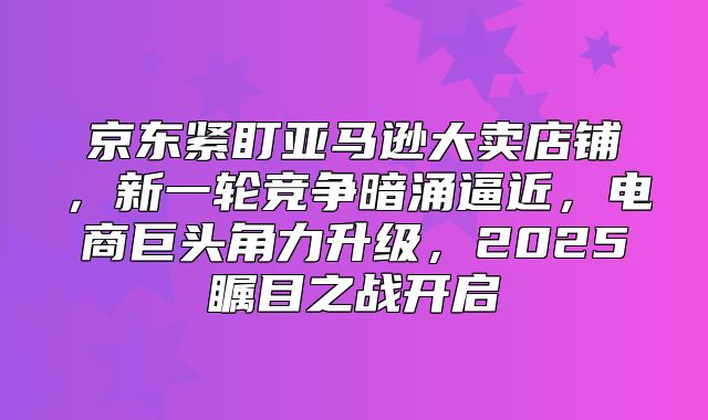 京东紧盯亚马逊大卖店铺，新一轮竞争暗涌逼近，电商巨头角力升级，2025瞩目之战开启