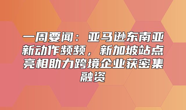 一周要闻：亚马逊东南亚新动作频频，新加坡站点亮相助力跨境企业获密集融资