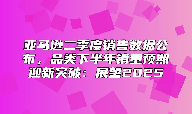 亚马逊二季度销售数据公布，品类下半年销量预期迎新突破：展望2025