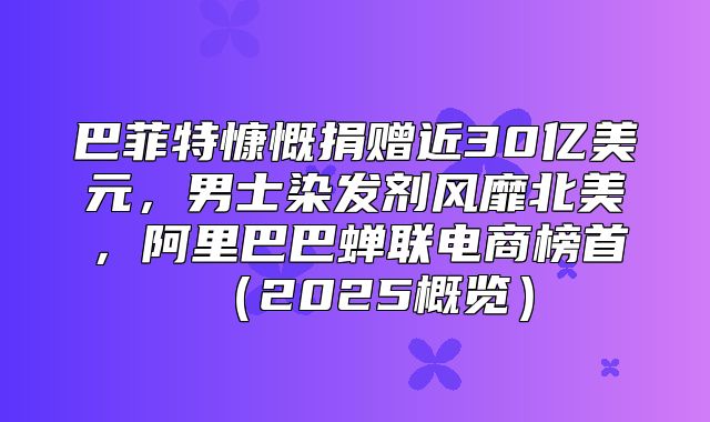 巴菲特慷慨捐赠近30亿美元，男士染发剂风靡北美，阿里巴巴蝉联电商榜首2025概览