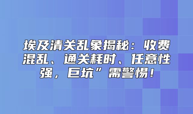 埃及清关乱象揭秘：收费混乱、通关耗时、任意性强，巨坑”需警惕！