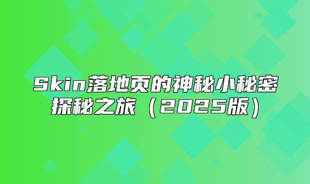 Skin落地页的神秘小秘密探秘之旅2025版