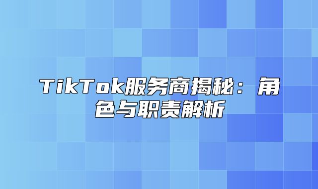 TikTok服务商揭秘：角色与职责解析