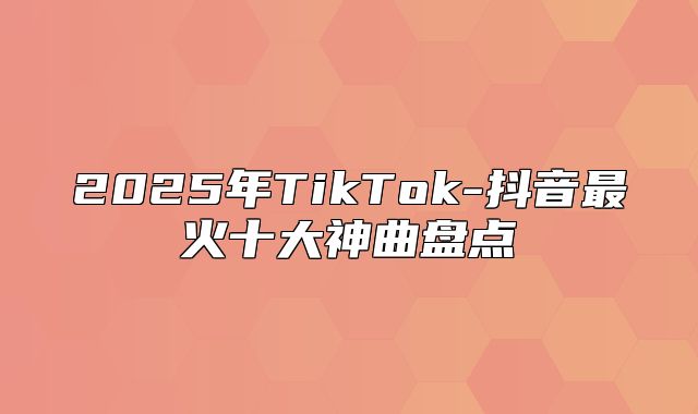 2025年TikTok-抖音最火十大神曲盘点