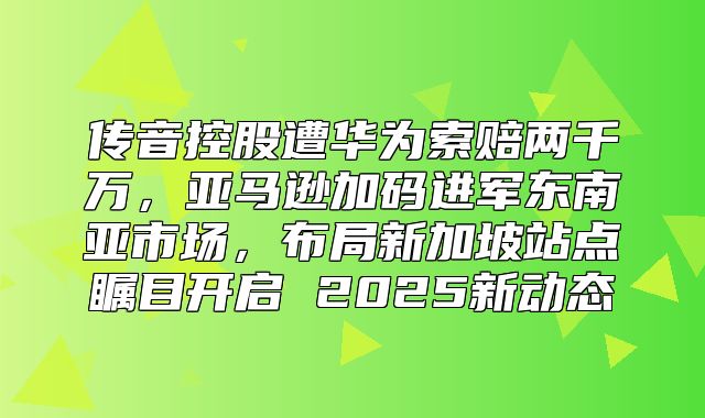 传音控股遭华为索赔两千万，亚马逊加码进军东南亚市场，布局新加坡站点瞩目开启 2025新动态