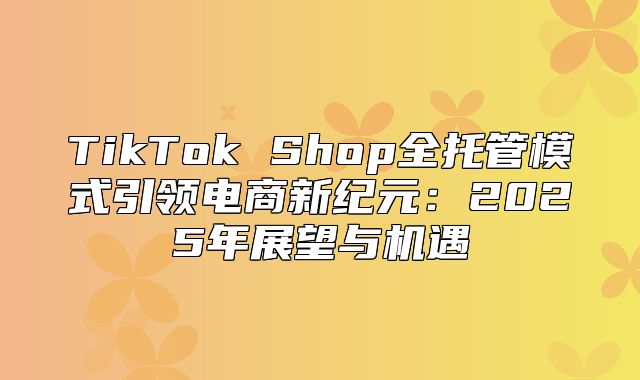 TikTok Shop全托管模式引领电商新纪元：2025年展望与机遇