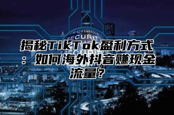 揭秘TikTok盈利方式：如何海外抖音赚现金流量？