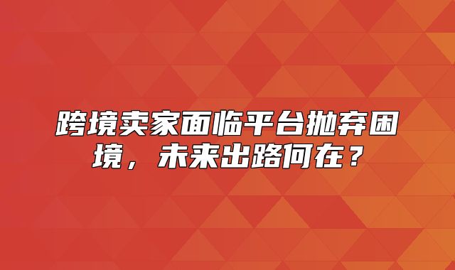 跨境卖家面临平台抛弃困境，未来出路何在？