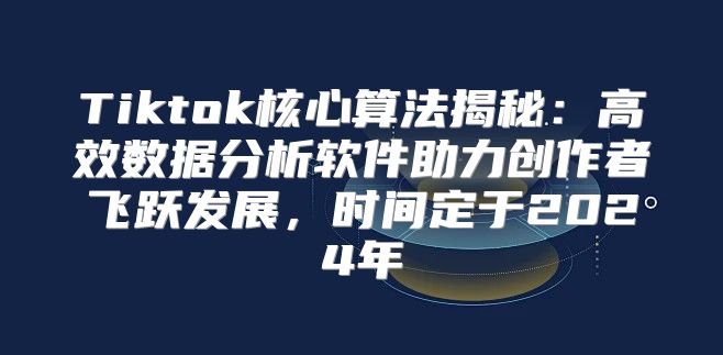 Tiktok核心算法揭秘：高效数据分析软件助力创作者飞跃发展，时间定于2025年