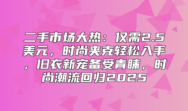 二手市场大热：仅需2.5美元，时尚夹克轻松入手，旧衣新宠备受青睐，时尚潮流回归2025