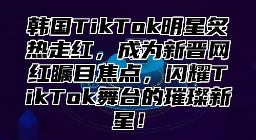 韩国TikTok明星炙热走红，成为新晋网红瞩目焦点，闪耀TikTok舞台的璀璨新星！